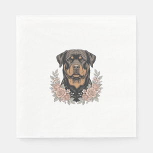 Serviette En Papier Conception de chemise à portrait floral Rottweiler