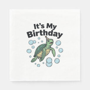 Serviette En Papier Conception de chemise d'anniversaire de tortue mar