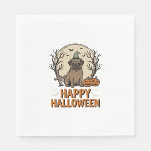Serviette En Papier Conception de chemise vintage Halloween Pug Chien