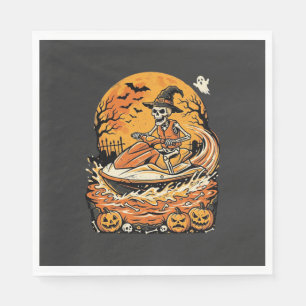 Serviette En Papier Conception de citrouille de sorcière de squelette