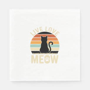 Serviette En Papier Conception de coucher de soleil de chat vintage Li