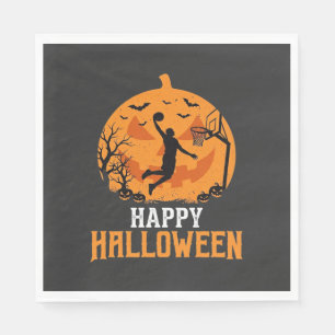 Serviette En Papier Conception de dunk de basket-ball Halloween citrou