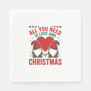 Serviette En Papier Conception de gnome de Noël amour coeur Santa