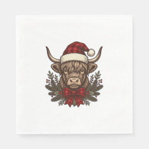 Serviette En Papier Conception de gravure vintage de vache des Highlan