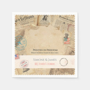 Serviette En Papier Conception de journal de style Colonial Americana