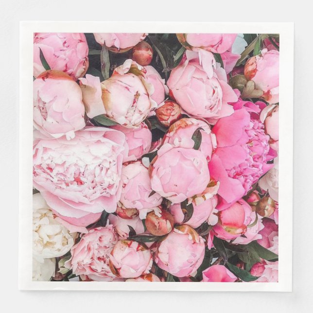 Serviette En Papier Conception de la soirée Pink Peony (Devant)
