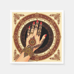 Serviette En Papier Conception de main de Mehndi Henna décorée ornée