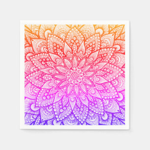 Serviette En Papier Conception de mandala multicolore Art original