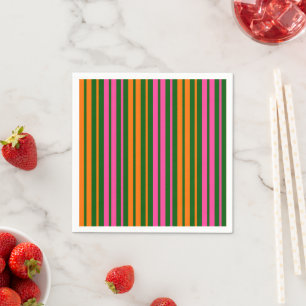 Serviette En Papier Conception de rayures verticales vert orange rose