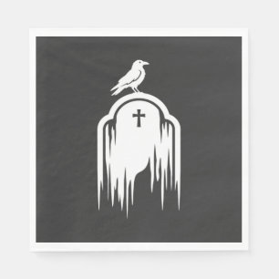 Serviette En Papier Conception de silhouette de tombe de corbeau Hallo