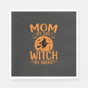 Serviette En Papier Conception de sorcière de maman Halloween