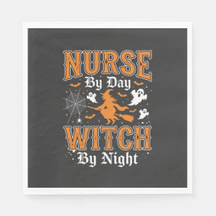 Serviette En Papier Conception de sorcière infirmière Halloween (2)