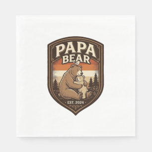 Serviette En Papier Conception de t-shirt ours gravure vintage Papa Be