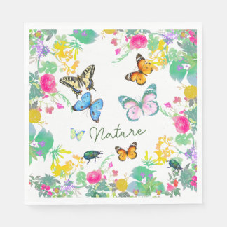 Serviette En Papier Conception de T-Shirt Papillons Aquarelle Nature |