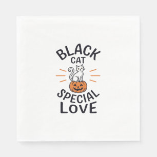 Serviette En Papier Conception de vecteur de chat noir d'amour spécial