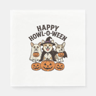 Serviette En Papier Conception de vecteur de chien de Corgi de Hallowe