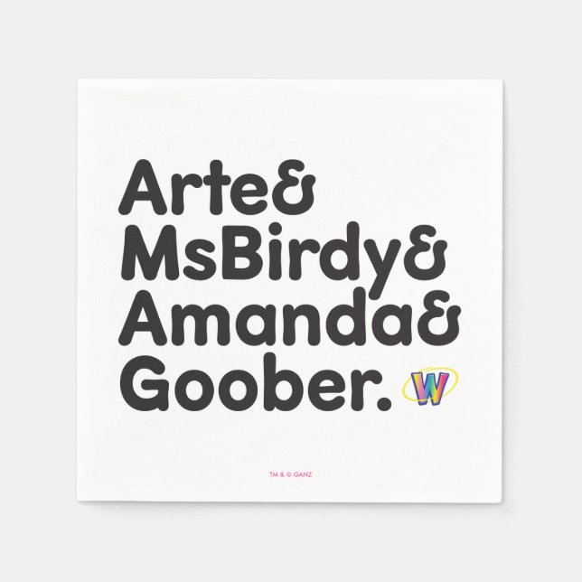 Serviette En Papier Conception des noms Webkinz (Devant)