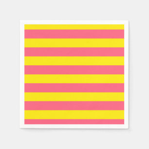Serviette En Papier Conception des rayures rose et jaune