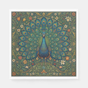 Serviette En Papier Conception élégante de paon bohème vintage
