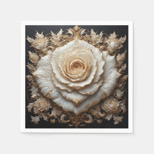 Serviette En Papier Conception florale botanique romantique avec rose
