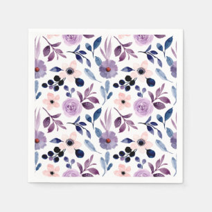 Serviette En Papier Conception florale délicate avec feuilles de lavan