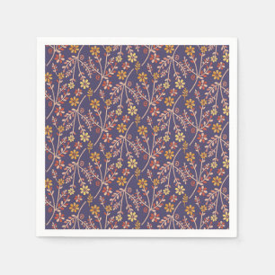 Serviette En Papier Conception florale fantaisiste avec des vignes sur