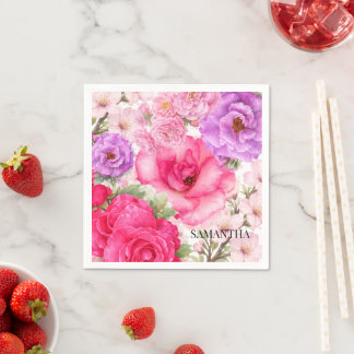 Serviette En Papier Conception Florale Personnalisée