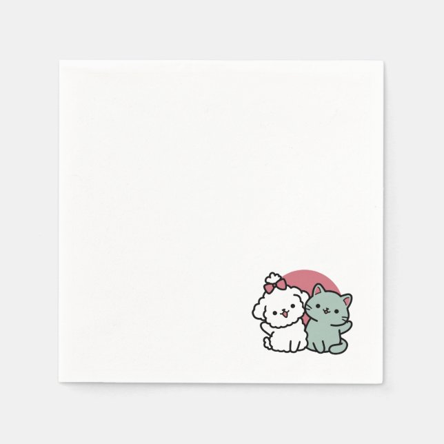 Serviette En Papier Conception "Fur-Real Friends Forever" (Devant)