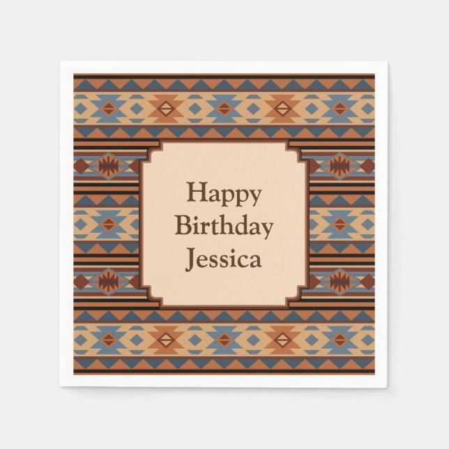 Serviette En Papier Conception sud-ouest Adobe Grey Brown Tribal Motif (Devant)