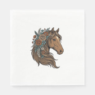 Serviette En Papier Conception vectorielle de tête de cheval floral vi