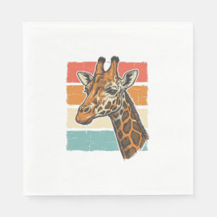 Serviette En Papier Conception vectorielle de tête de girafe rétro vin