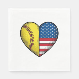 Serviette En Papier Conception vectorielle vintage de softball USA dra