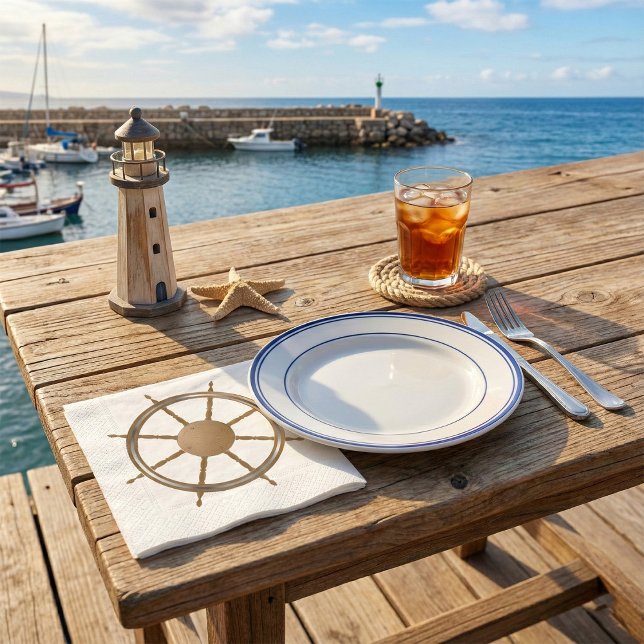 Serviette En Papier Conception vintage de la boussole de roue du navir (Créateur téléchargé)