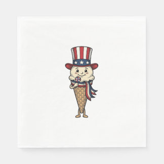 Serviette En Papier Cône de glace patriotique Dessin de gravure vintag