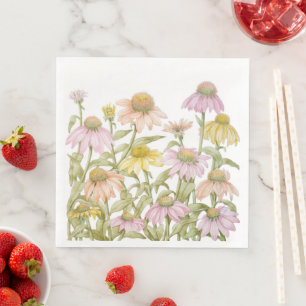Serviette En Papier Coneflowers Watercolor