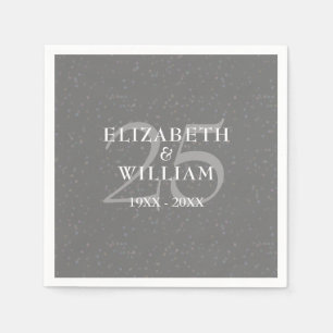 Serviette En Papier Confetti chic pour le 25e anniversaire du Mariage 