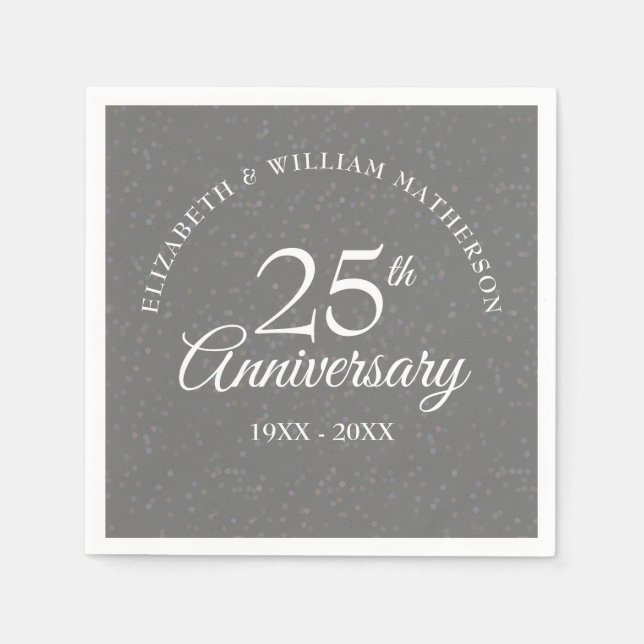 Serviette En Papier Confetti de Mariage d'argent 25e anniversaire de S (Devant)