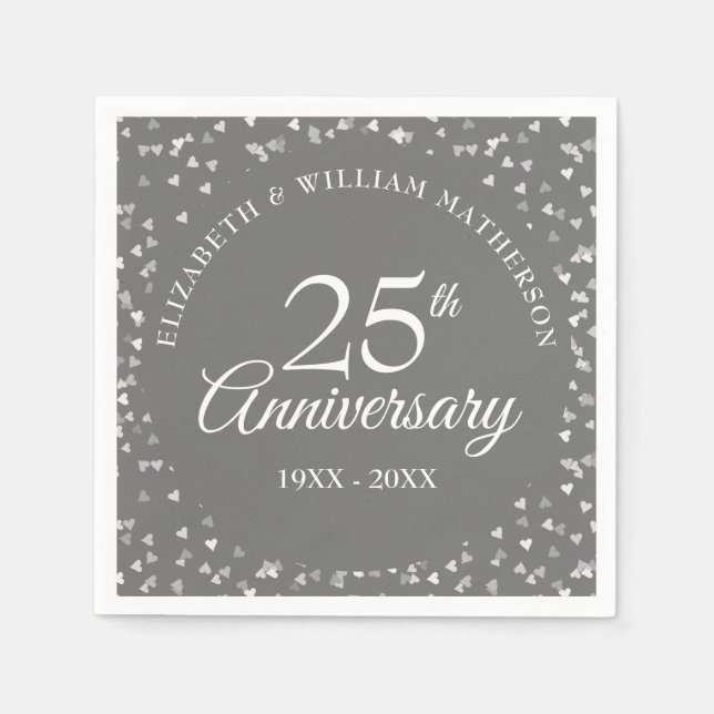 Serviette En Papier Confetti du 25e anniversaire du Mariage (Devant)