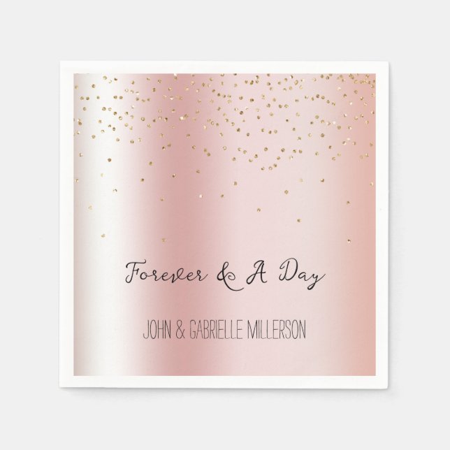 Serviette En Papier Confetti en or glam rose vif (Devant)