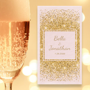 Serviette En Papier Confetti en or rose Romantique Mariage élégant Per