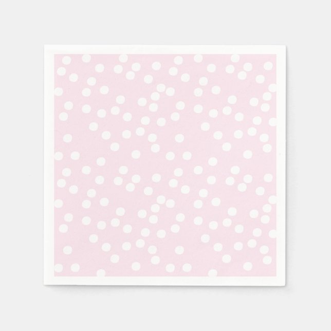 Serviette En Papier Confetti rose et blanc / À petits pois (Devant)