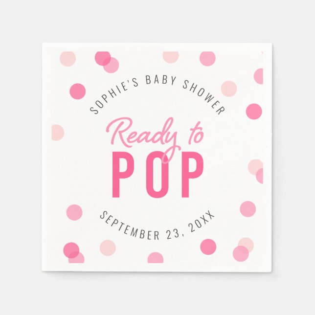 Serviette En Papier Confetti rose prêt pour la pop Baby shower (Devant)