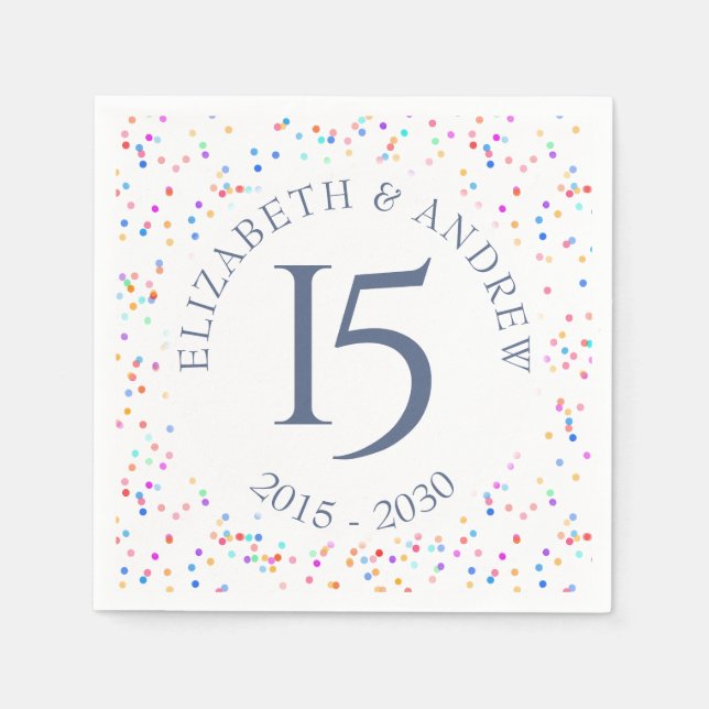 Serviette En Papier Confettis arc-en-ciel pour tout anniversaire (Devant)