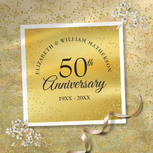 Serviette En Papier Confettis dorés pour les 50 ans de mariage