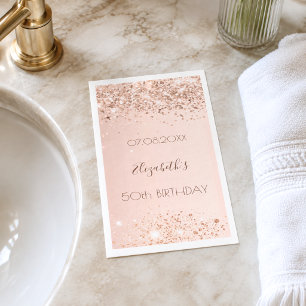 Serviette En Papier Confettis rose gold pour fête d'anniversaire