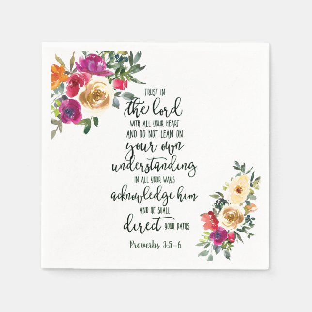 Serviette En Papier Confiance dans le Seigneur floral (Devant)