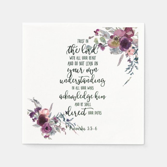 Serviette En Papier Confiance dans le Seigneur floral (Devant)