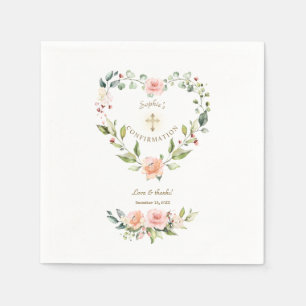 Serviette En Papier Confirmation de la Croix d'or du coeur flou