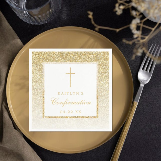Serviette En Papier Confirmation De Parties scintillant Or Élégante Ou (Créateur téléchargé)