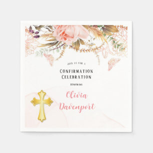 Serviette En Papier Confirmation du papillon de pivoine botanique rust